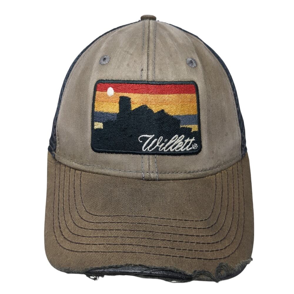 Willett Snapback Trucker Hat Brown OS Adjustable Embroidered Distressed Blue84